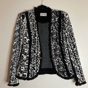 Joseph Ribkoff Black and White Patterned Blazer